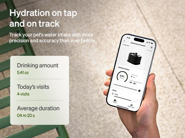 PETLIBRO APP Monitoring & Cordless Cat Water Fountain,Cordless Cat Fountain Battery Operated, App Monitoring 3L/101oz Dockstream 2 Pet Water Fountain with Stainless Steel Tray, 5GHz WiFi Dog Water Bowl Dispenser