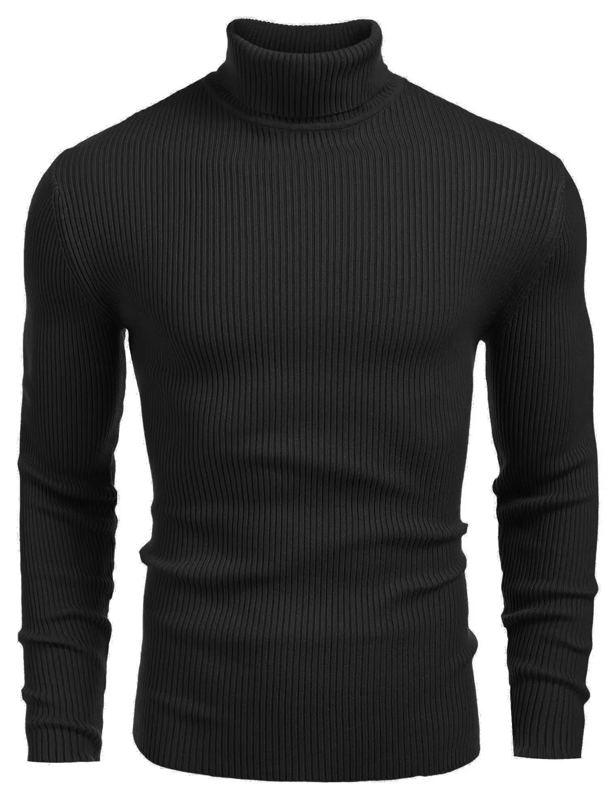 Coofandy Fall Outfits Men's Knitted Ribbed Turtleneck/High Neck Slim Fit Basic Sweater - Best Choice in Winter Casual Fabric Knitwear Menswear Soft Jacket Jeans Long Outdoor Pullover Suit   Long Sleeve Thick