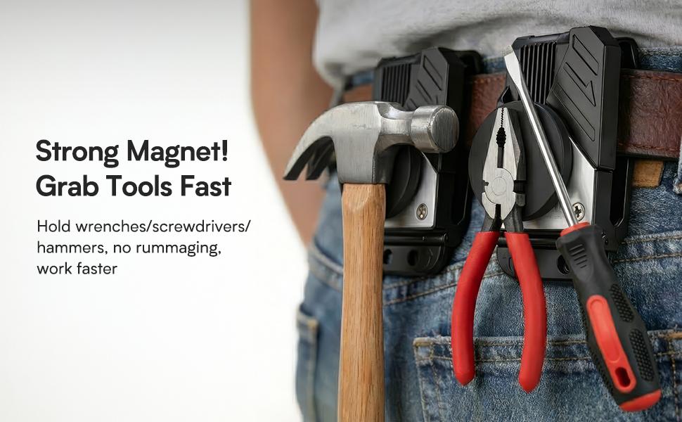 EasyWox  Magnetic Tool Holder - Strong Clip-On Belt Magnet Holster for Screws, Nails, Hammer, Sockets, Pliers, Screw Driver, Trowel, Drill Bit, Wrench, or Any Magnetic Tools and Hardware，Gift for Christmas,New Year