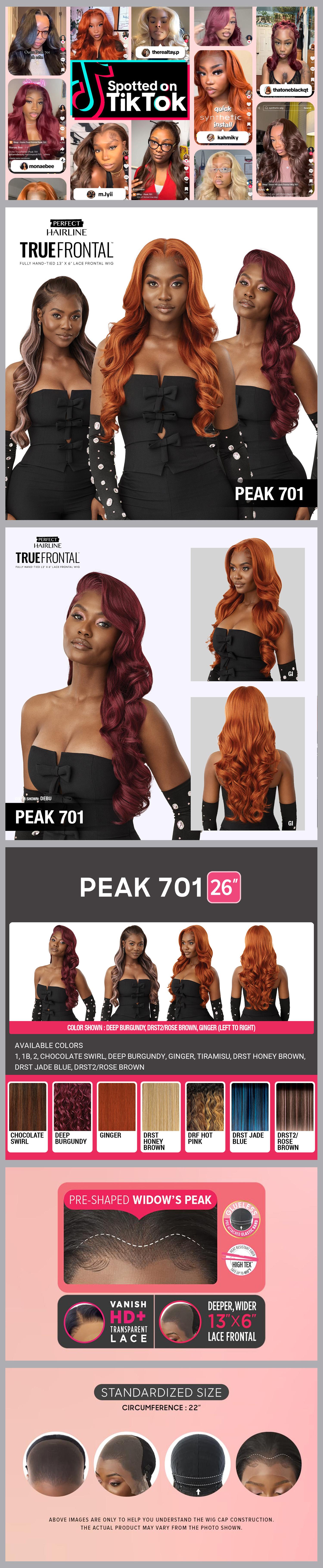 Outre HD Lace Frontal Wig Perfect Hairline Glueless Fully Hand-Tied 13X6 True Frontal Peak 701 Outre HD Lace Frontal Wig Perfect Hairline Glueless Fully Hand-Tied 13X6 True Frontal Peak 701