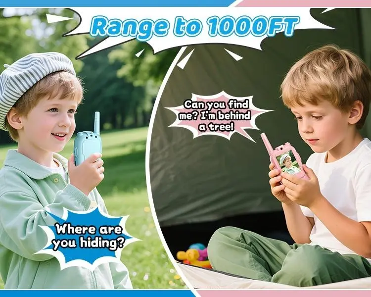 2-Piece Kids' Rechargeable Video Walkie Talkies Pair Pack - Handheld Video Intercom, Indoor and Outdoor Use, Christmas/New Year Gift for Boys/Girls Ages 3-12, Family Games Essential, Back-to-School Present,sohochic