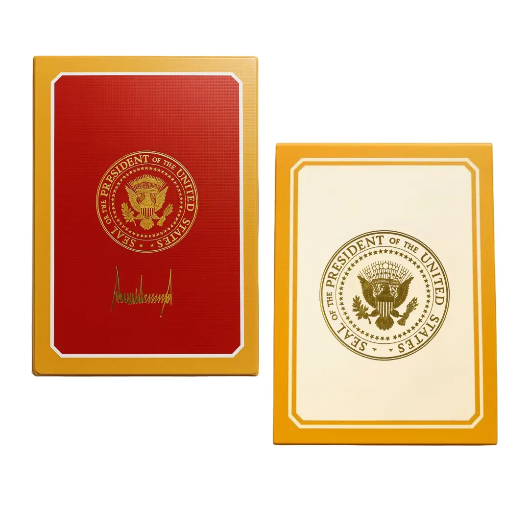 President Donald Trump Signature Presidential Red Playing Cards Deck, Eagle Seal Poker Cards, 52 Cards + Jokers, Sealed Collectible Card Set with Box