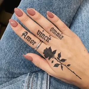 4pcs Waterproof Design Semi-permanent Tattoos, Hands, Temporary Tattoos, Valentine's tattoo, Rose of the cross, Waterproof Realistic Fake Tattoos, Botanical, Face Tattoos, Magic Tattoos, Lasts 1-2 Weeks, Tattoos for Women