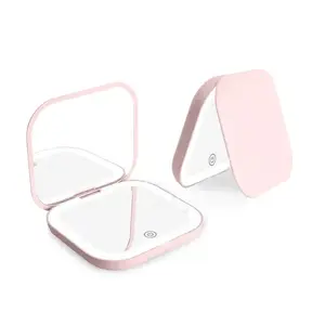 Compact Mirror with Lights 1X/2X Magnification Portable Folding Handheld Small Pocket LED Travel Makeup Mirror for Gift Purse Stuffers
