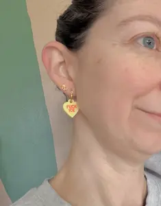 political acrylic conversation heart mini hoop earrings fuck trump fuck ice