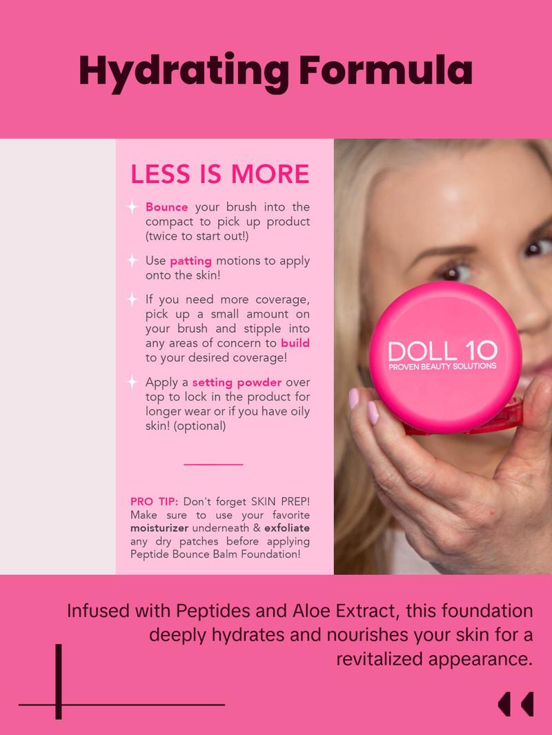 Peptide Bounce Balm Foundation with Brush Hydrating Compact Makeup Setting Coverage