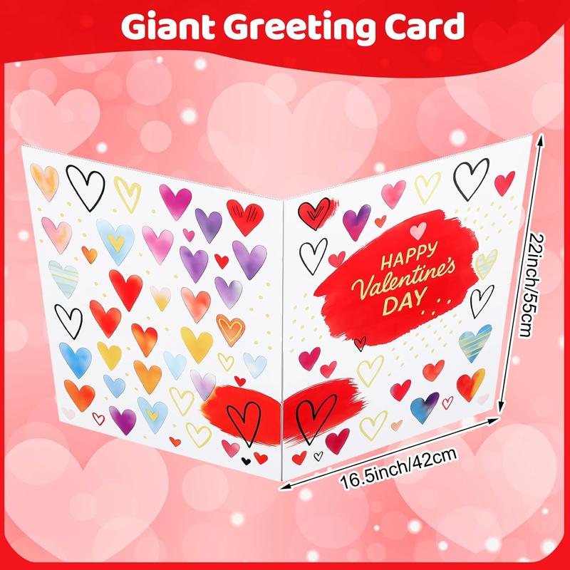 Jumbo Valentine's Day Card 16.5 x 22 Inches Big Shaped Greeting Card Giant Heart Love Happy Valentine Day Cards for Wife Girlfriend Husband Boyfriend Anniversaries