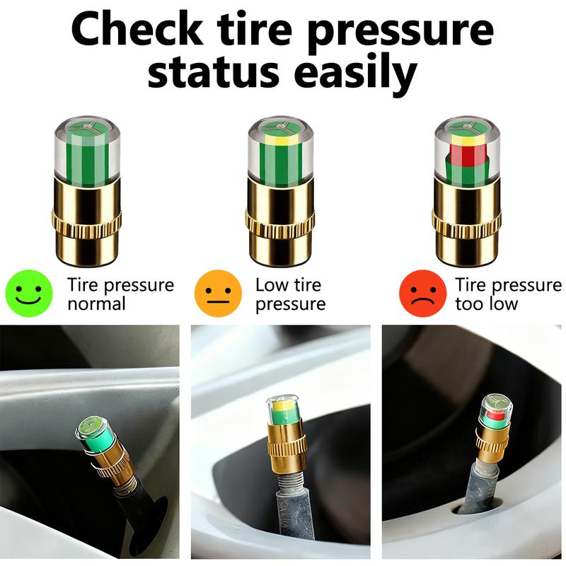 DABATR 4PCS Car Auto Tire Pressure Monitor Valve, Car Pressure Monitor Valve Stem, Tire Pressure Monitor Valve Stem Cap for Medium-Sized, Small, Motorbikes, Bicycles