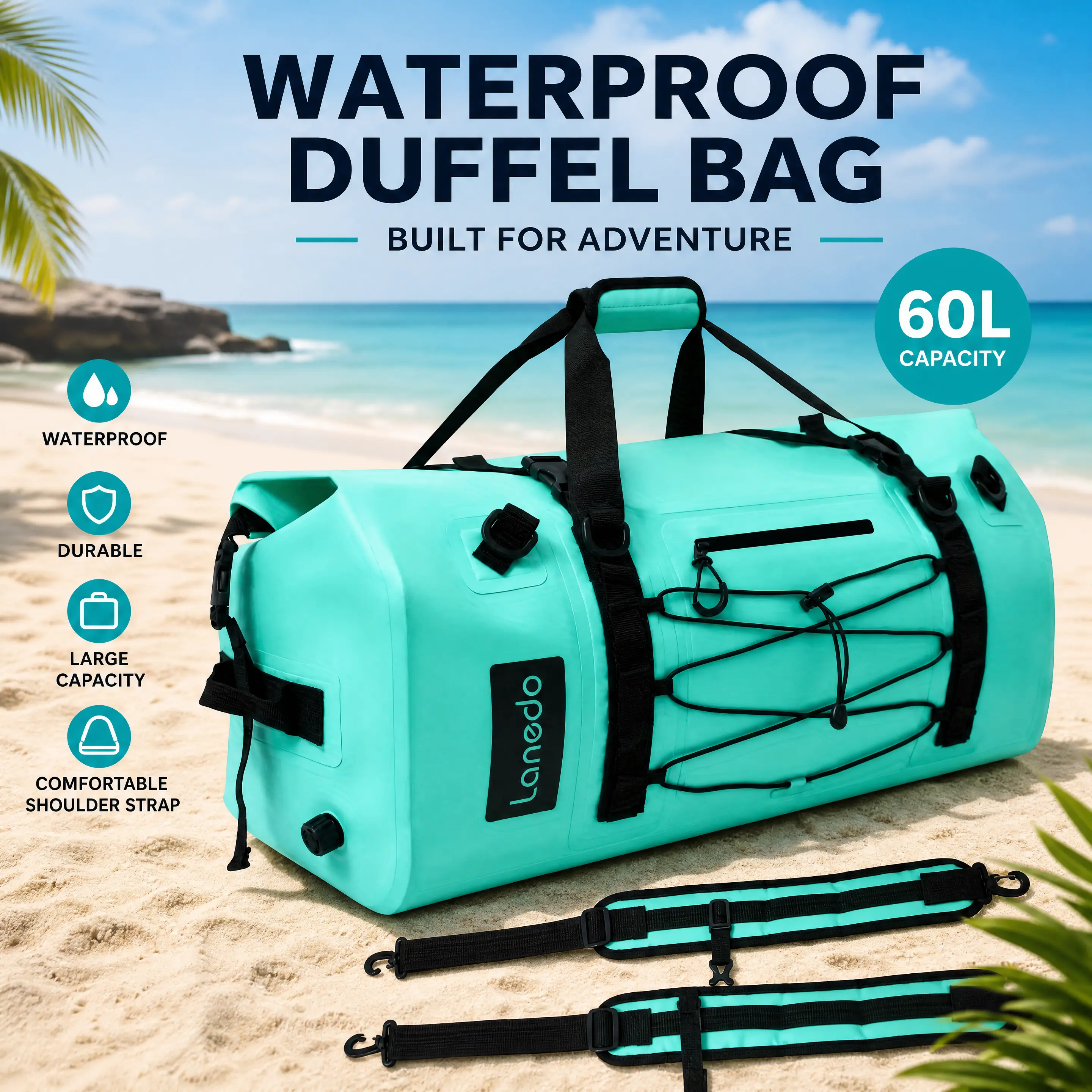 80L Dry Bag Large Waterproof Bag Roll-Top Heavy Duty Fishing Duffel Bag with Durable Straps & Handles for Kayaking Paddle boarding Boating Rafting Fishing,dorm room inspo,college dorm essentials,dorm haul