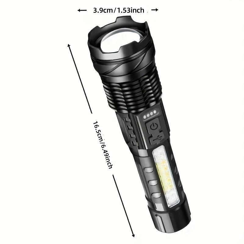 BUY 1 GET 1 Rechargeable handheld Flashlight 5 Light Modes White Red Blue USB-C Charging Battery Indicator Zoomable Beam for Outdoor garden Use nighttime security