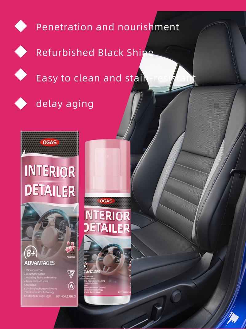 Car Interior Detailer and Protectant, waterless Spray Wax:Plastic, Rubber, Leather Cleaner for Car lnteriors&Exteriors、Quick Detailer、Automotive Care、Durable Protection Glossy