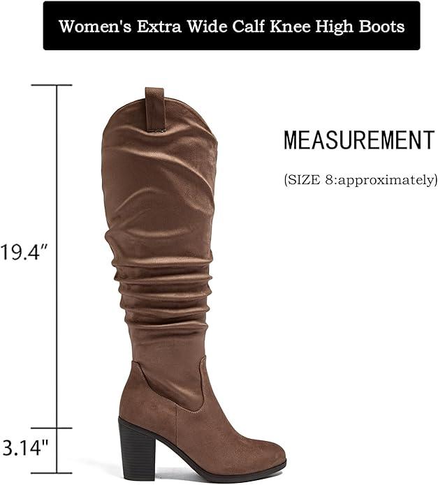 Luoika Women's Extra Wide Calf Knee High Boots Beige Wide Width Winter Tall Boots for Autumn Footwear with Zip Closure