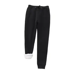 Sherpa Lined Thick Warm Jogger Pants - Solid Color Sporty Comfy Breathable