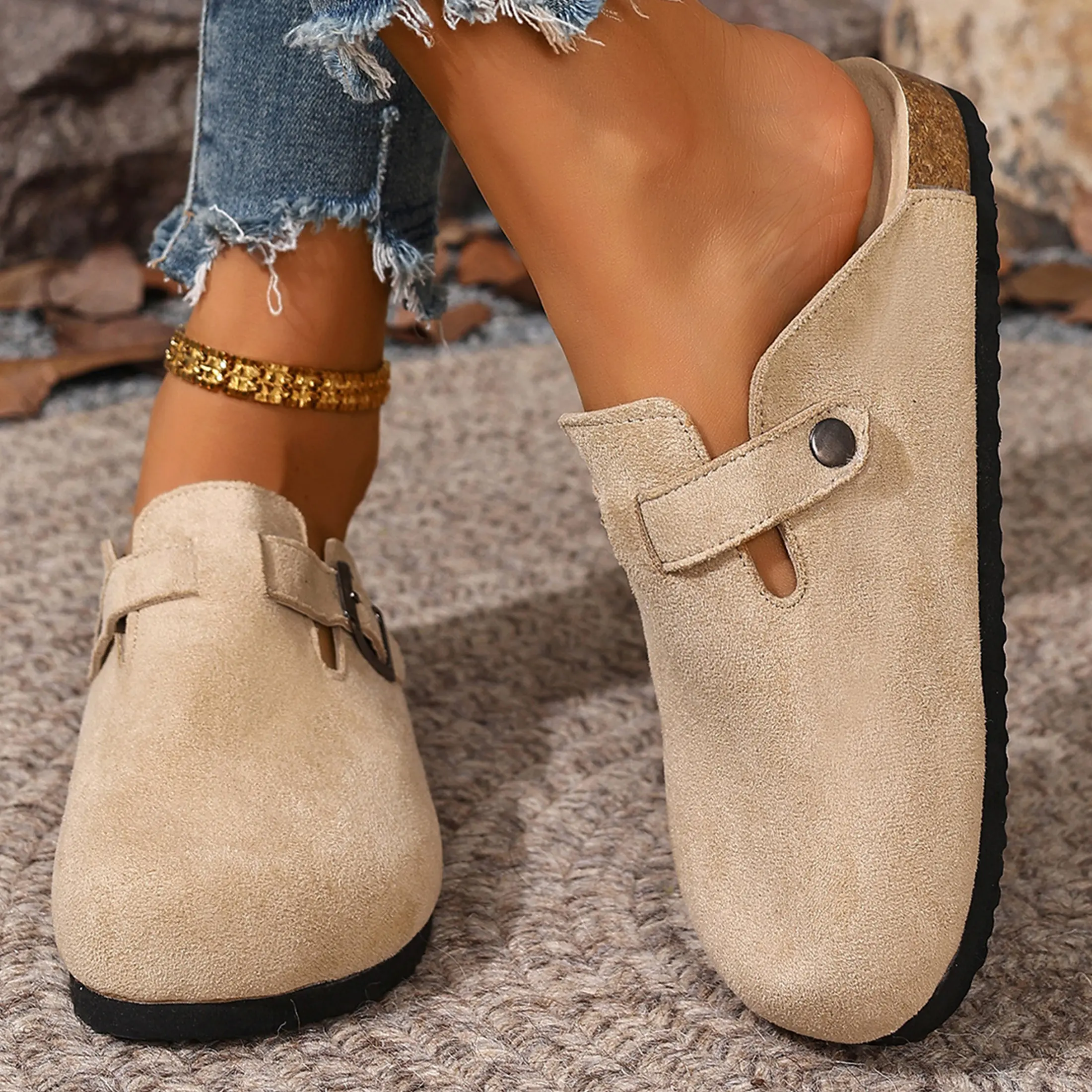Women's Cozy Backless Clogs Slippers Soft Suede Slippers for Indoor & Outdoor Springfresh