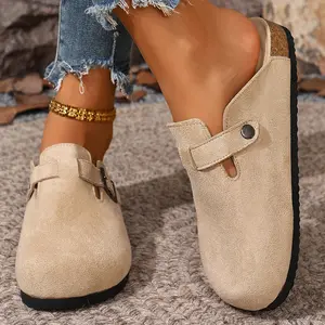 Women's Cozy Backless Clogs Slippers Soft Suede Slippers for Indoor & Outdoor Springfresh