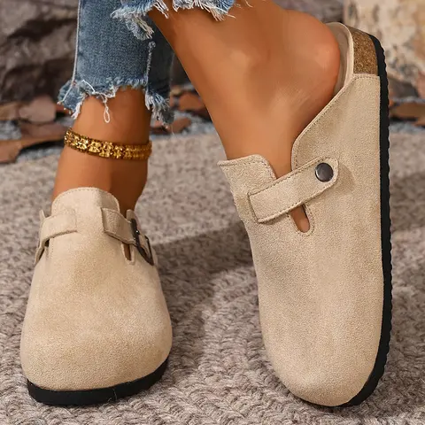 Women's Cozy Backless Clogs Slippers Soft Suede Slippers for Indoor & Outdoor Springfresh
