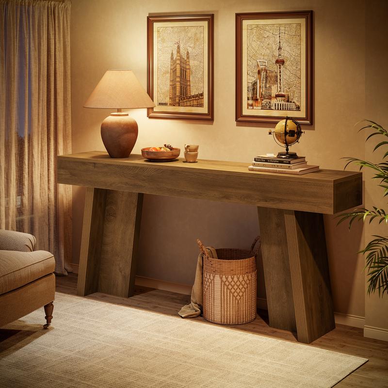 LITTLE TREE 70.9-Inch Long Console Table, Farmhouse Narrow Entryway Table Behind The Couch for Living Room, Hallway, Entrance, Foyer