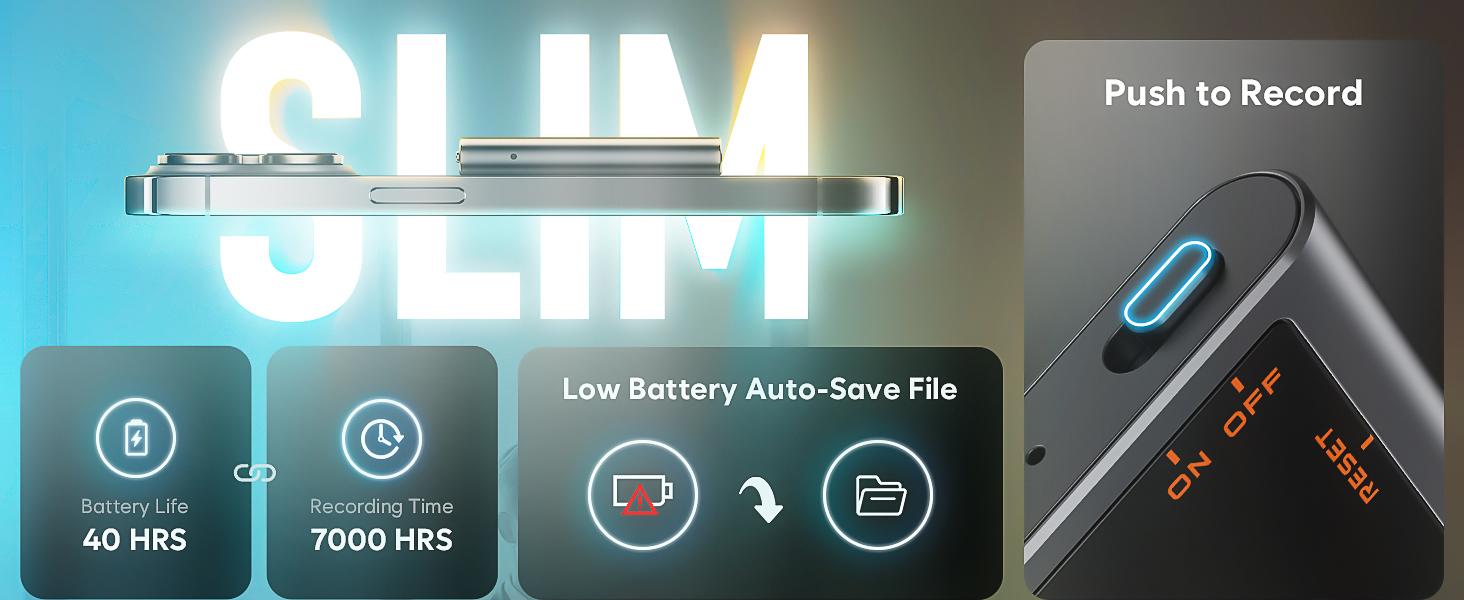 Magnetic Voice Recorder-One-Touch Recording,HD Noise Reduction,Long Battery,Large Storage,Include OTG adapter,Slim and lightweight