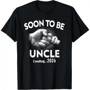 100% Cotton Mens Soon To Be Uncle 2026 Loading T-Shirt