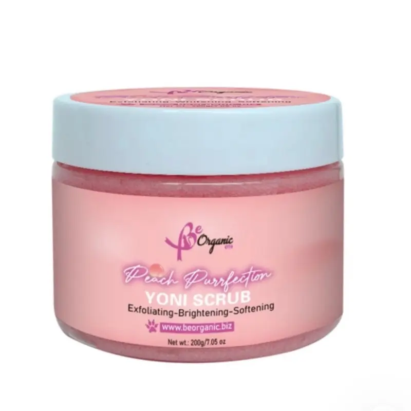 Beorganic Peach Purrfection Yoni Scrub Exfoliating Brightening Softening 200g for Skin Care with Natural Ingredients