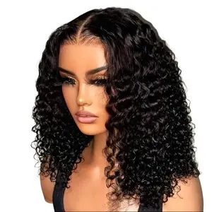 Short Bob Wigs Ready To Wear Deep Water Wave Curly Wigs Human Hair Wet and Wave 6x4 HD Lace Closure Wig For Women Pre Plucked 180%