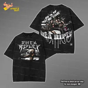 WWE Rhea Ripley Washed T-Shirt | Vintage Graphic Design | Iconic Wrestling Print | Classic Fan Apparel Cotton Fabric