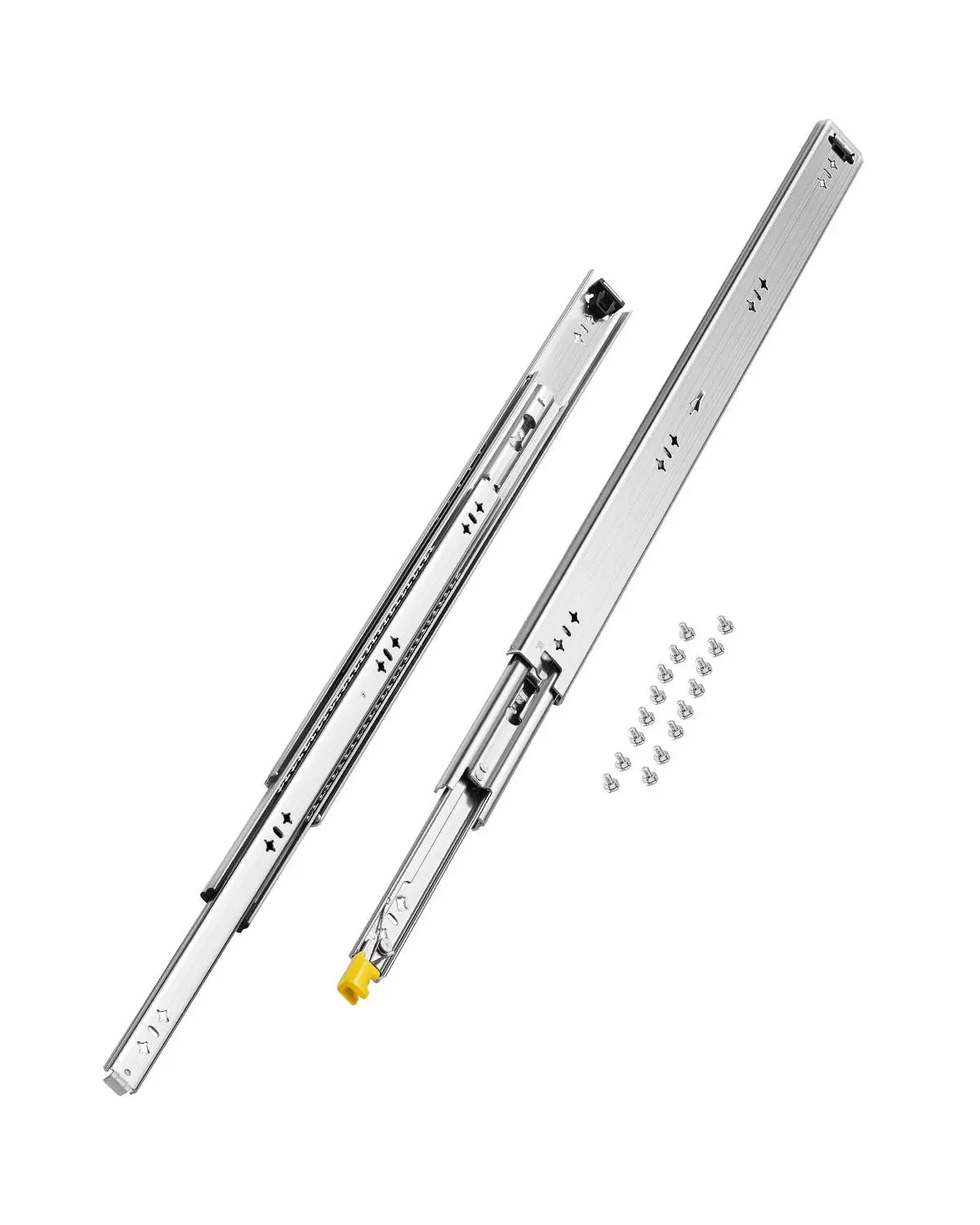 VEVOR 1 Pair of 3-Fold Full Extension Ball Bearing Drawer Slides, Galvanized Steel Rails (30.71" x 2.09", 16-60 inches), 250 lbs Weight Tolerance, Side Mounting, Double Lock Mechanism, for Vending Machines, Cabinets