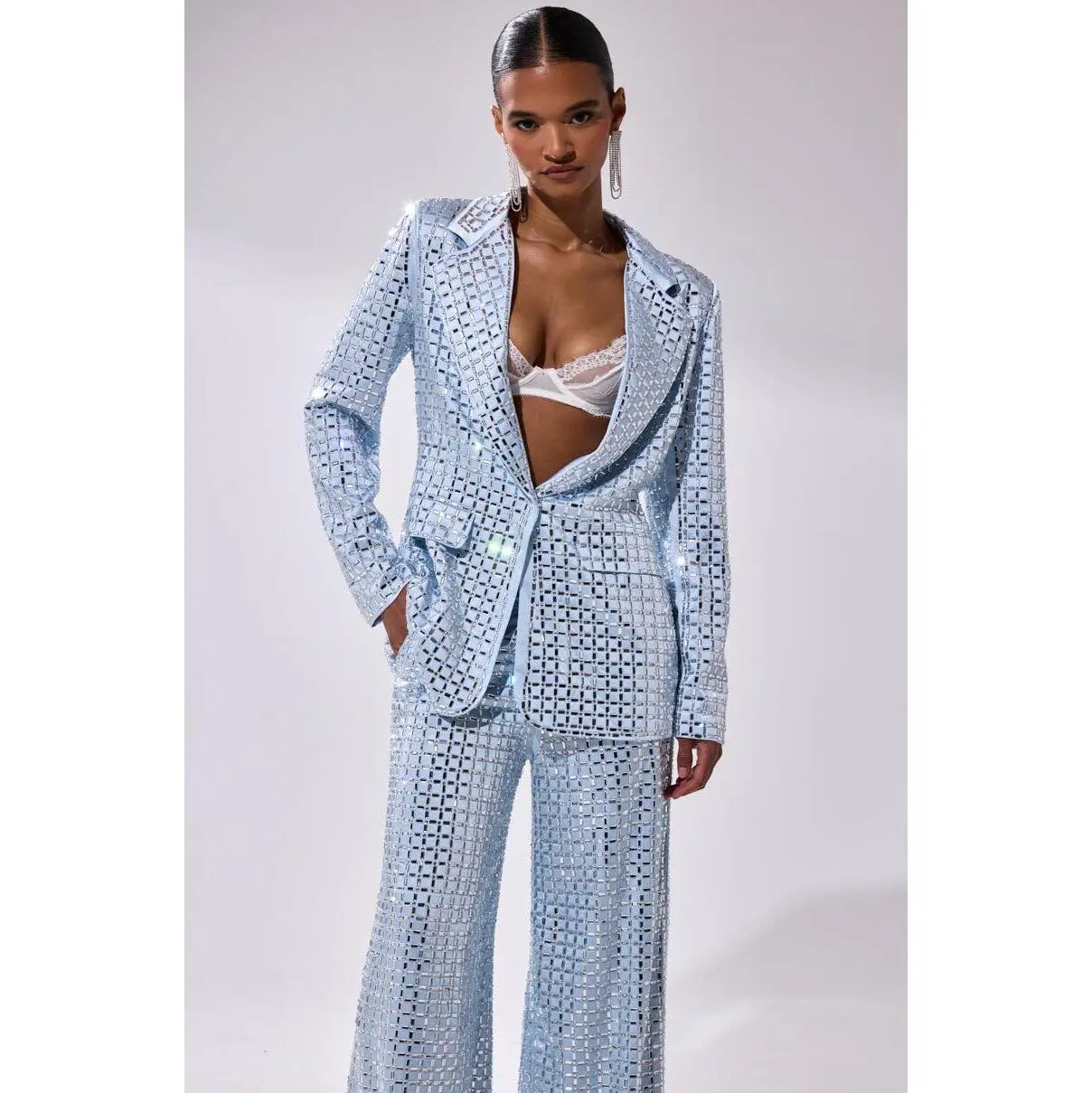 LILA EMBELLISHED SATIN BLAZER