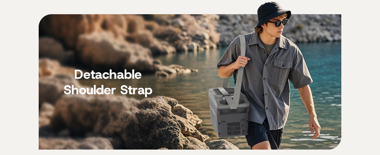 Upstreman car fridges 12QT Portable Electric Cooler & Warmer with 12V Car Adapter for Camping Travel Boat Dual Cooling/Heating Compact mini fridges with Shoulder Strap AR11