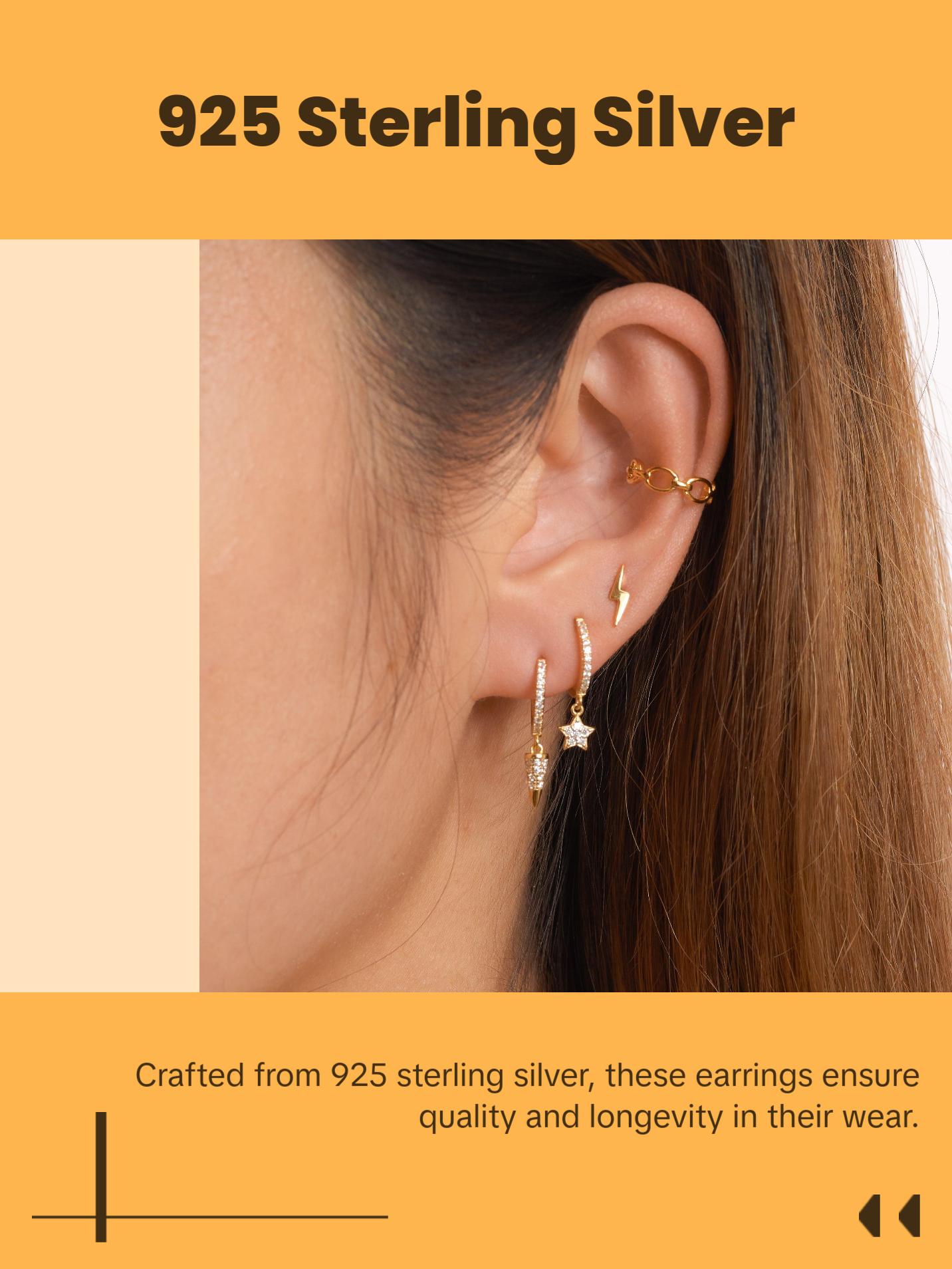 Tiny Lightning Bolt Stud Earrings