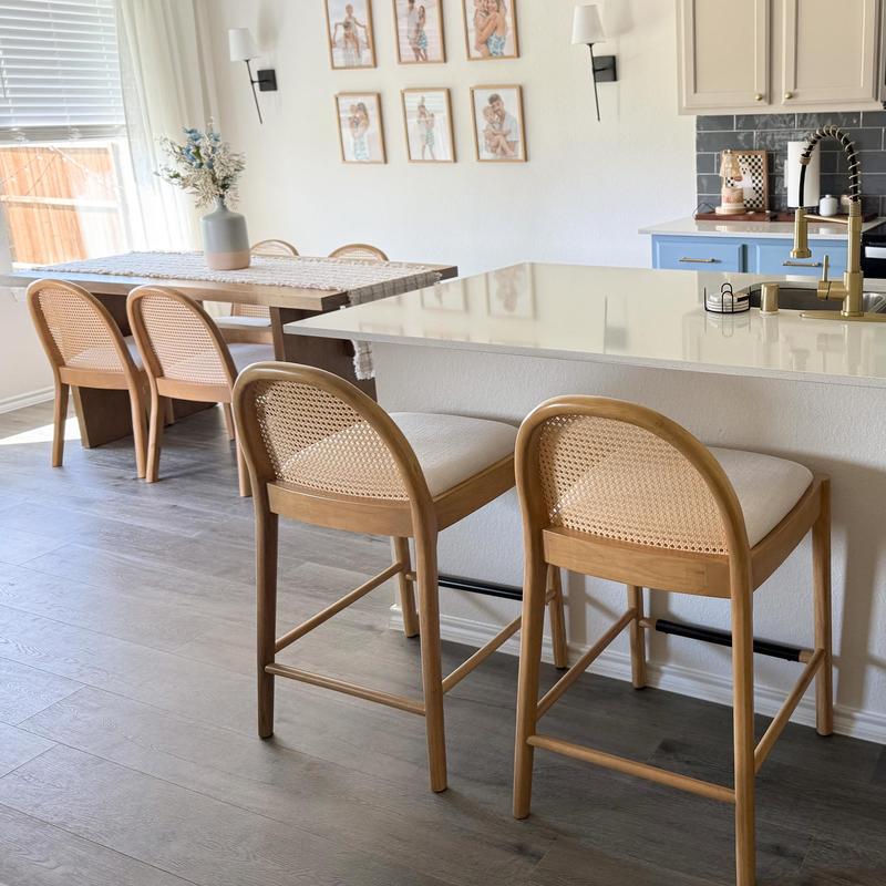 【Valentines'Day】DAYALANE Modern Salem Rattan Dining Chairs Set of 2 Cane Back Comfy Sherpa Upholstered Boucle for Kitchen Restaurant Living Room White Beige Linen 【Valentines'Day】DAYALANE Modern Salem Rattan Dining Chairs Set of 2 Cane Back Comfy Sherpa Upholstered Boucle for Kitchen Restaurant Living Room White Beige Linen