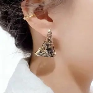 Trending 2026 Viral TikTok Black Gray Triangle Sparkly Rhinestone Earrings for Women Luxury Shiny Crystal Statement Earrings Hypoallergenic Lightweight Aesthetic Trendy Fashion Jewelry for Daily Wear Party Prom Wedding Bridal Gift for Her