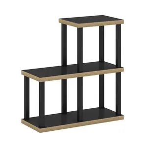 TURN-N-TUBE -Tier Corner Storage Shelf for Living Room, Garage, Home Office, Americano