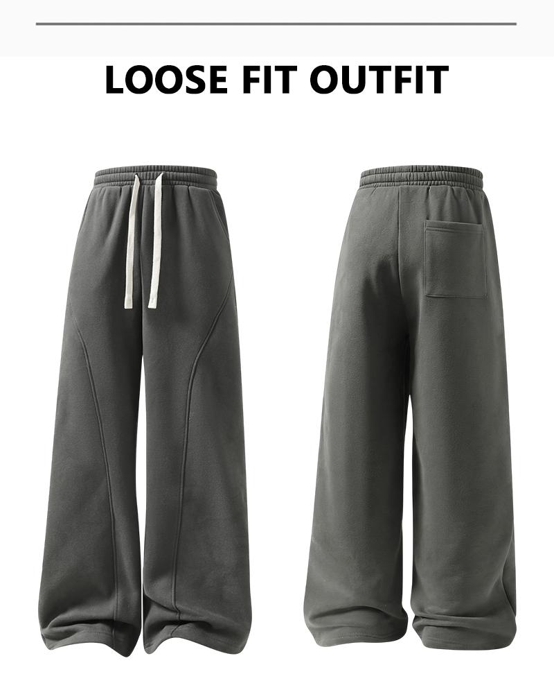 Men's Fleece Thermal Lined Sweatpants  Oversize Drawstring Waist Casual Loose Pants for Fall Winter School Season Daily Wear Stylish Menswear