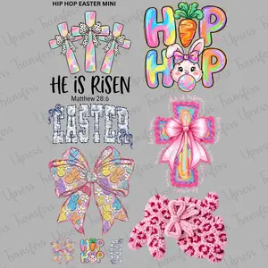 Hip Hop Easter Mini DTF Transfer Gang Sheet 24.5" x 36" Direct To Film for DIY Enthusiasts Vibrant Custom Options Cozy Handmade Aesthetic Pink Green Christmas Design