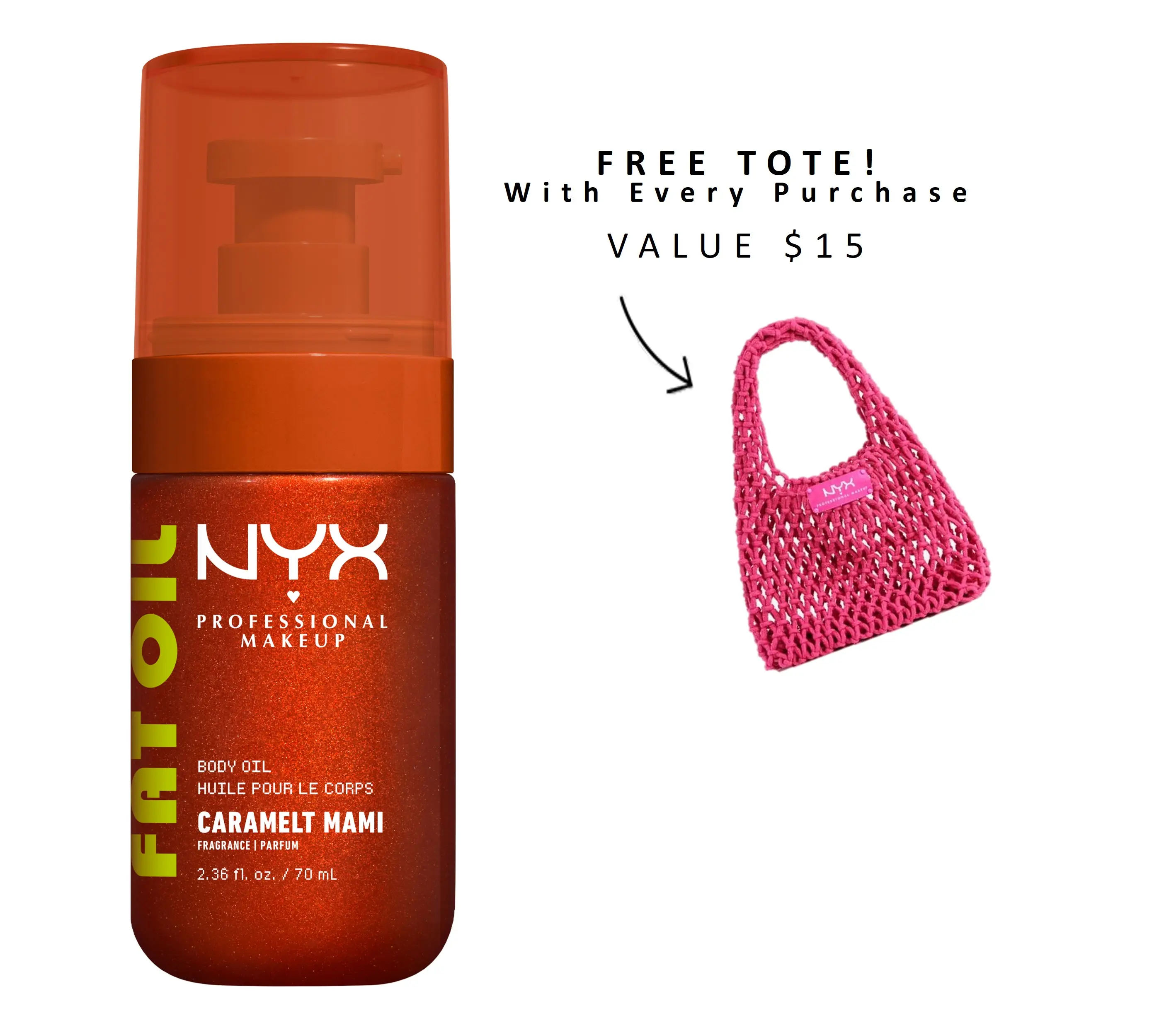 [NEW] Caramelt Mami Fat Oil Scented Body Oil, 24H Hydration, 4 Glowy Finishes, NYX Professional Makeup
