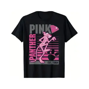 Graphic Tees [Fast Arrival] Pink Panther Lined Portrait T-Shirt for Men Women