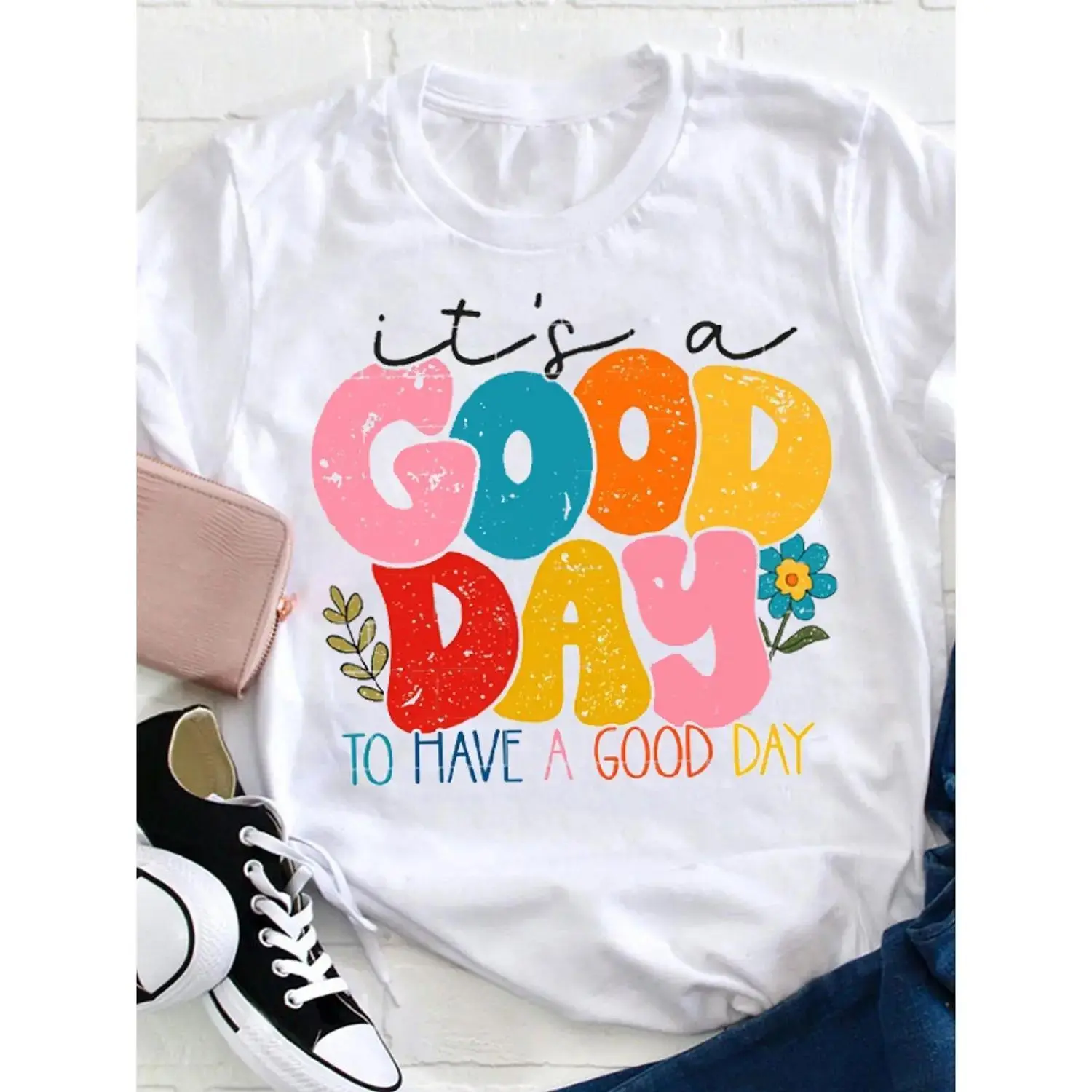 Embrace Joy With Our Casual Short Sleeve Round Neck T Shirt For Women