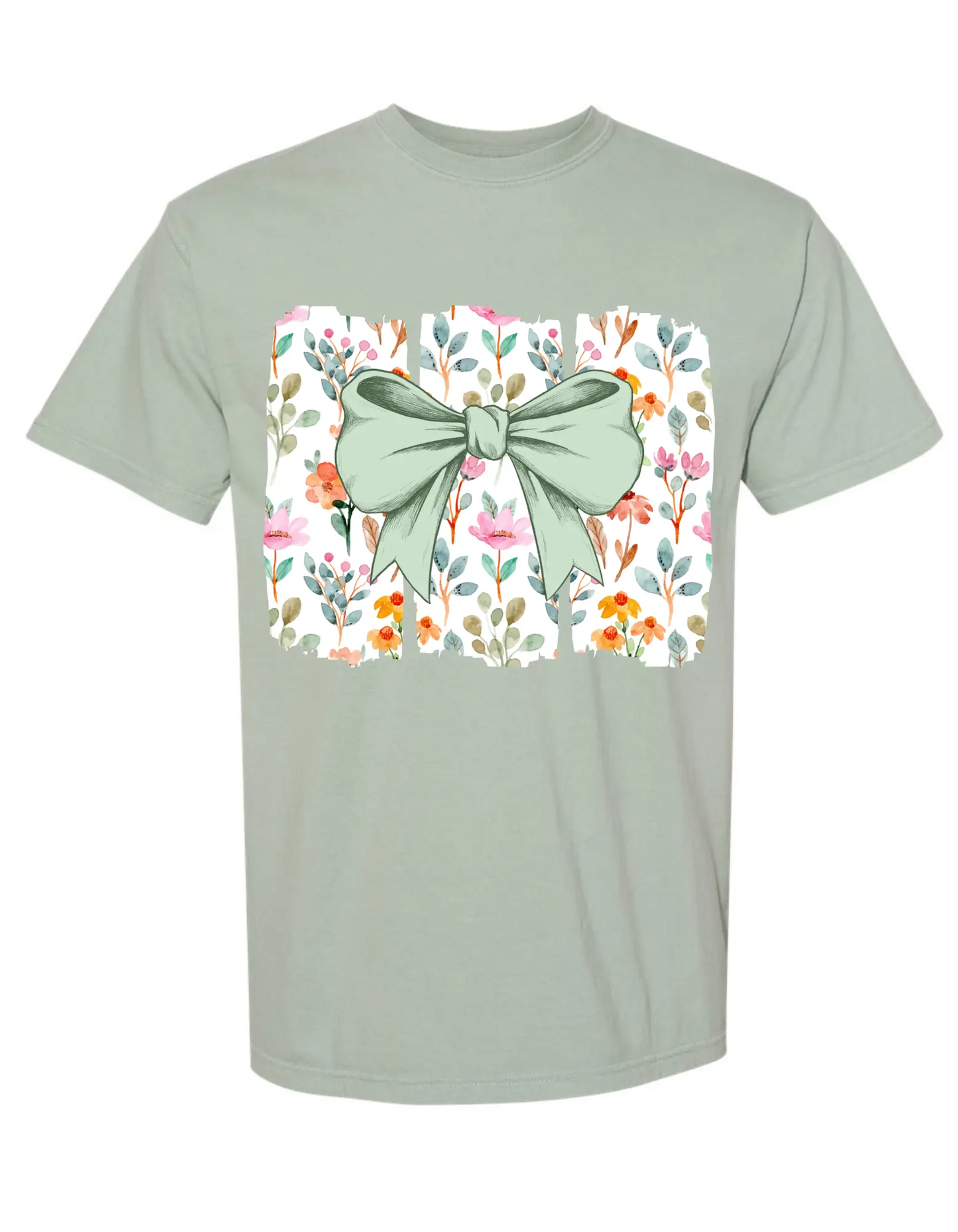 Floral Bow Comfort Colors T shirt  Summer Womenswear