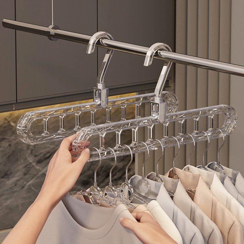 3/5pcs 9-Holes smart spacesaving hanger, wardrobe organizer , 9 in 1 Smart Rotate Anti-Skid Folding Hanger Pro, Multi  Space Saving Heavy Duty, Cascading Features for Home or Travel Organiser Hanging tiktokshopspringg