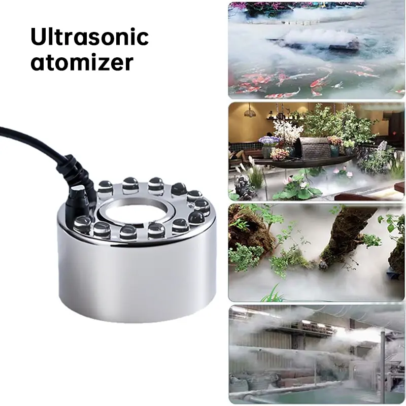 Small Ultrasonic Mist Maker Fogger - Metal Body Outdoor Garden Pond Misting Machine, Automatic for Fountain & Halloween Decor