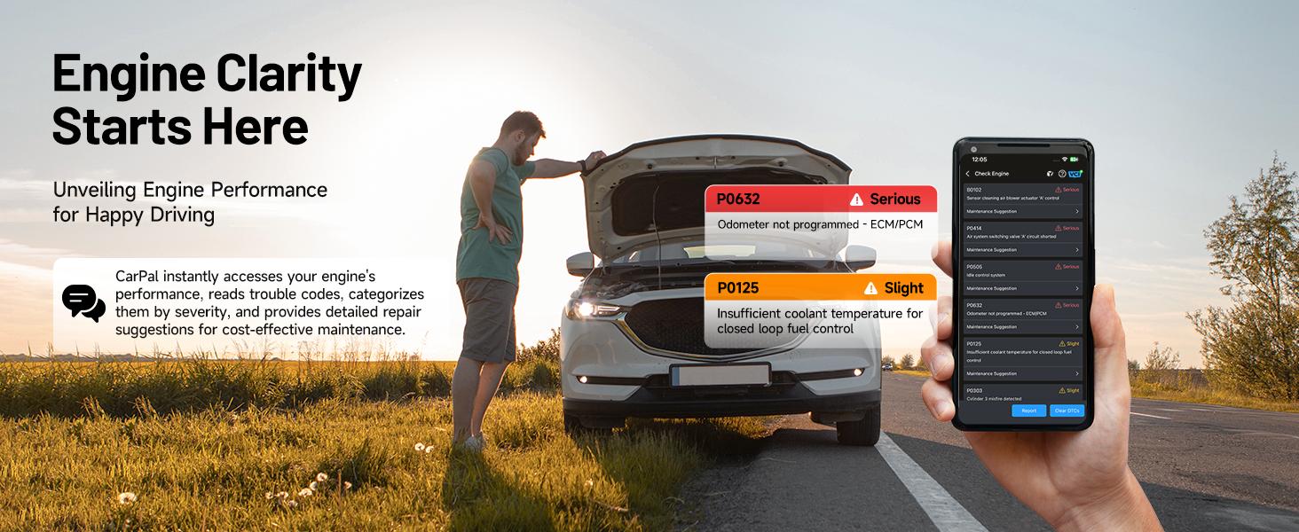 TOPDON Carpal OBD2 Code Bluetooth Scanner for iOS & Android with 6 Maintenance Services, Vehicle Health Check, Smog Check & Engine Inspection