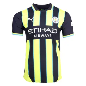 PUMA Mens Manchester City F.C. Away Collared Short Sleeve Jersey Soccer Cleats  - Blue