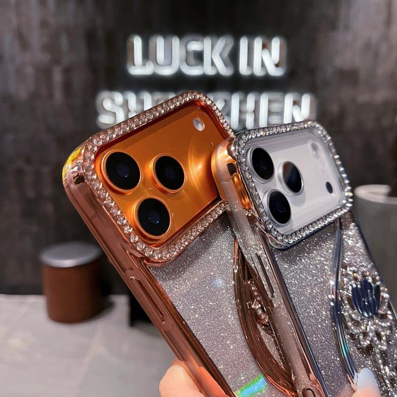 Compatible with iPhone 17 Pro Max/17 Pro/ 17/17 Air Flower-patterned gradient flash paper electroplated full package phone case-HN310-1