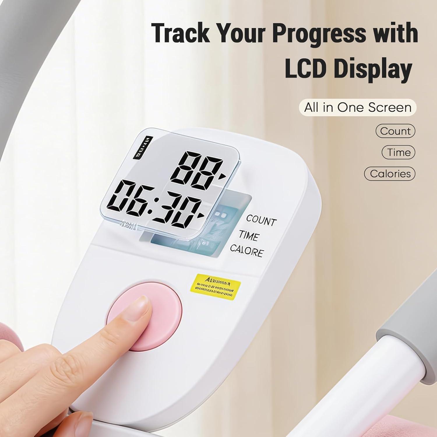 Foldable Ab Workout Machine - 2 Incline & 5 Height Settings, 440LB Capacity, LCD Display & Knee Pads for Home Core Training