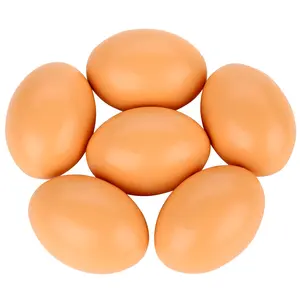 6PCS Realistic Fake Chicken Eggs - Multi-Purpose Nesting Eggs for Hens Laying Training, Kids Art Craft Painting Toy, Easter DIY Decor & Toddler Pretend Play Props