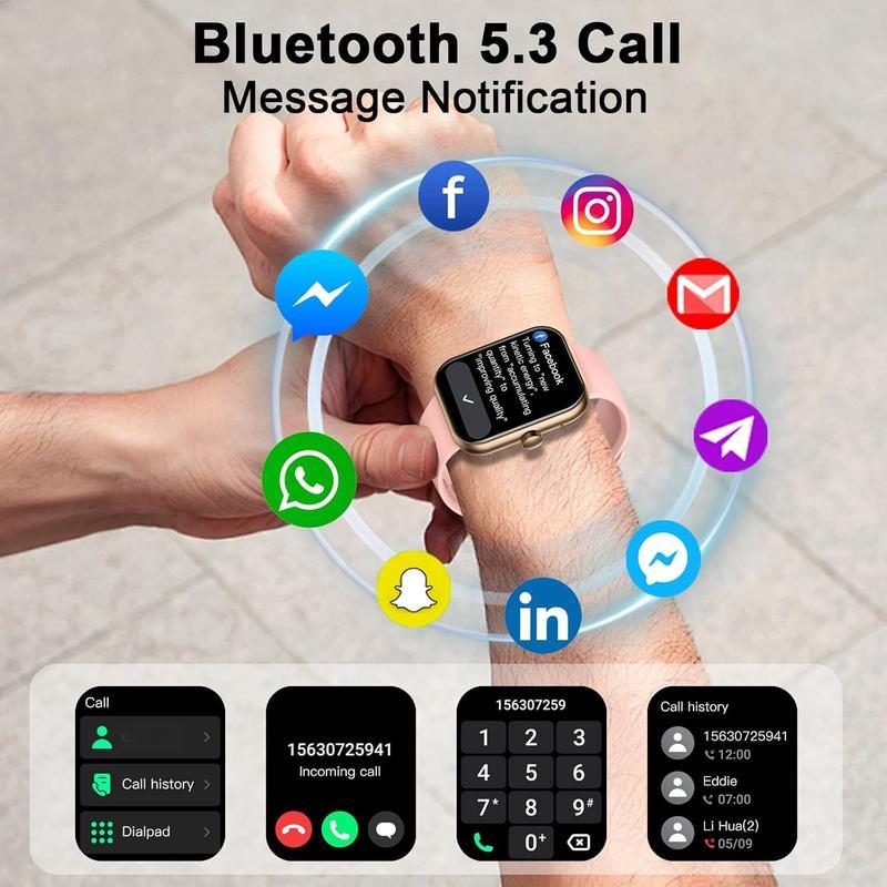 [Spring Deals] Coucur 1.69'' Touchscreen Smartwatch with Fitness Tracker & Sleep Monitor for Men Women Android iOS Compatible Silicone Band Bluetooth Calls Wearable