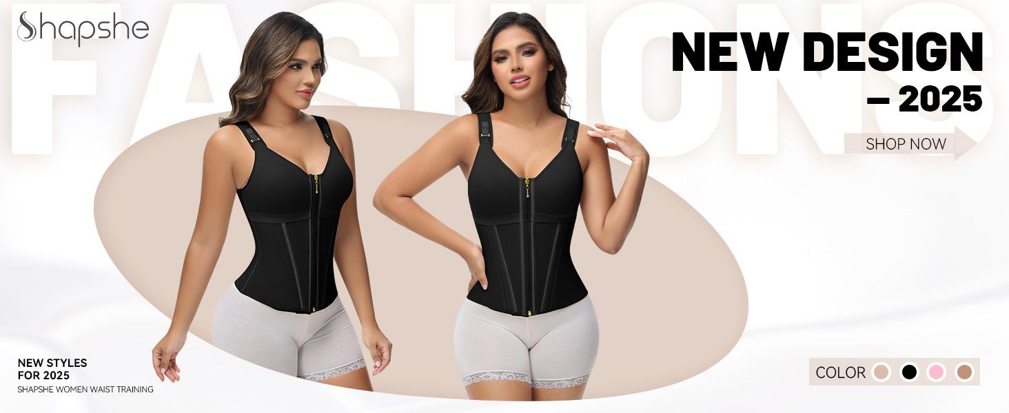 SHAPSHE Waist Shapewear Corset for Women Tummy Control Sport Workout Body Shaper Vest for Women Gym Zipper and Hooks