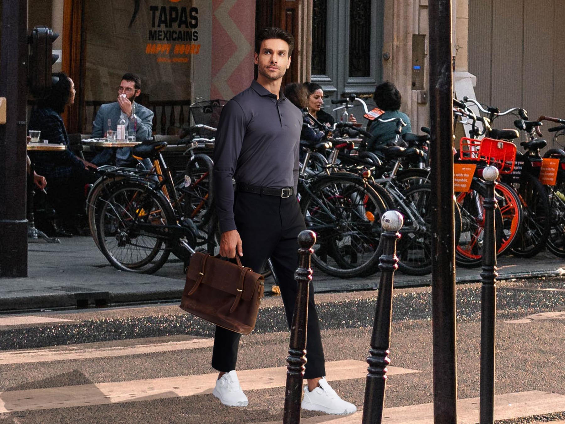 MAELREG Men’s Long Sleeve Striped Polo Shirt, Lightweight Dry Fit Moisture-Wicking Performance Golf Top SpringStatements