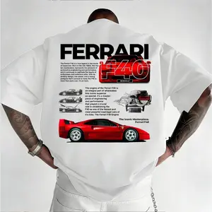 Ferrari F40 graphic T-shirt, a classic supercar-themed top, ideal for car enthusiasts, featuring a loose, casual, and comfortable fabric.